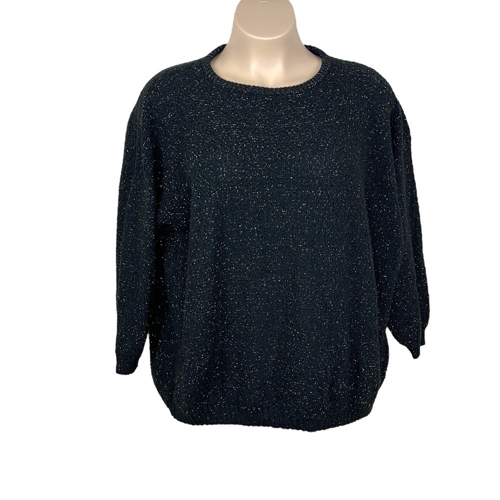 2x Vintage 🌈 Domani Black Rainbow Knit Sweater Long Sleeve Plus